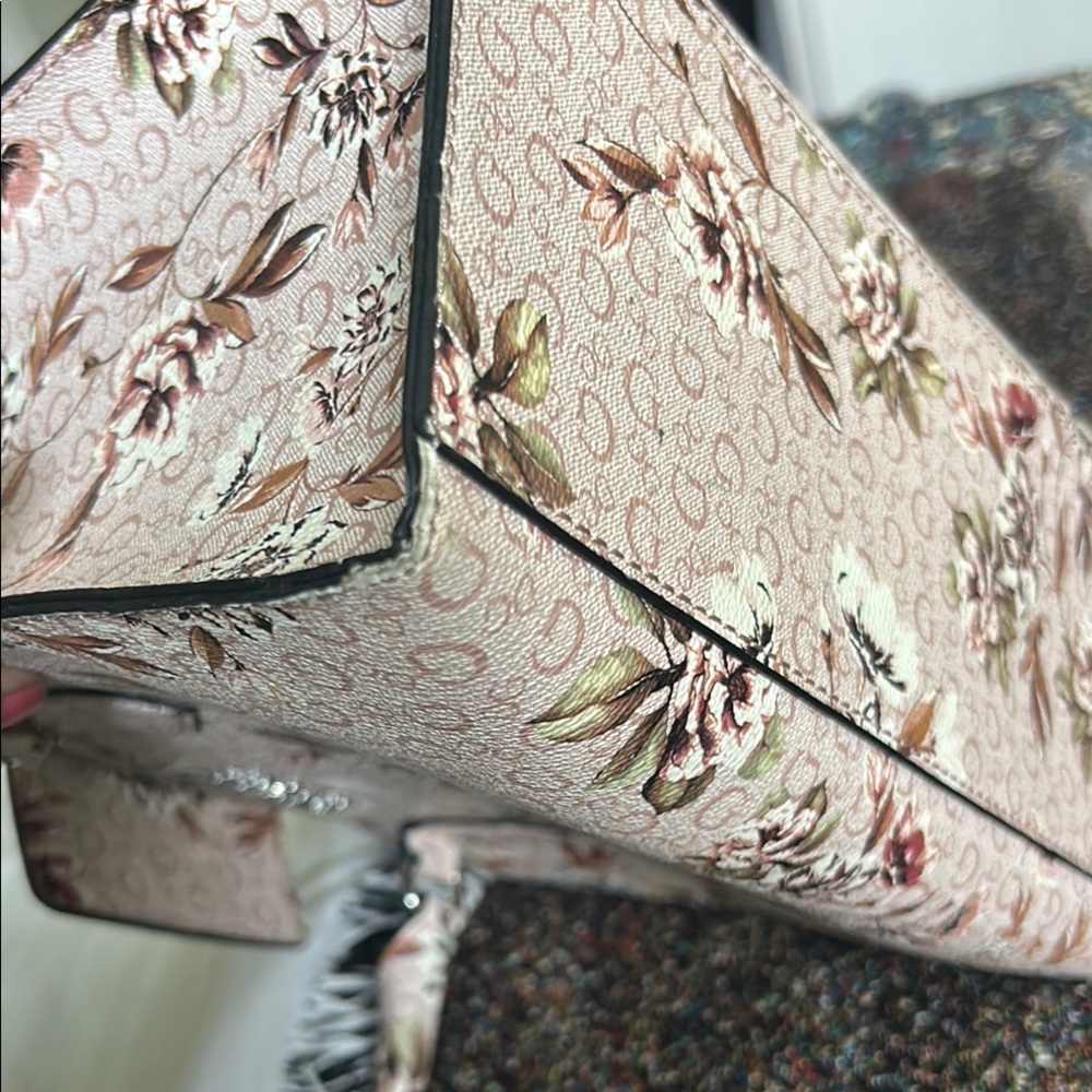 GUESS Pink Floral Logo purse with Multicolor Accents - Picture 9 of 11